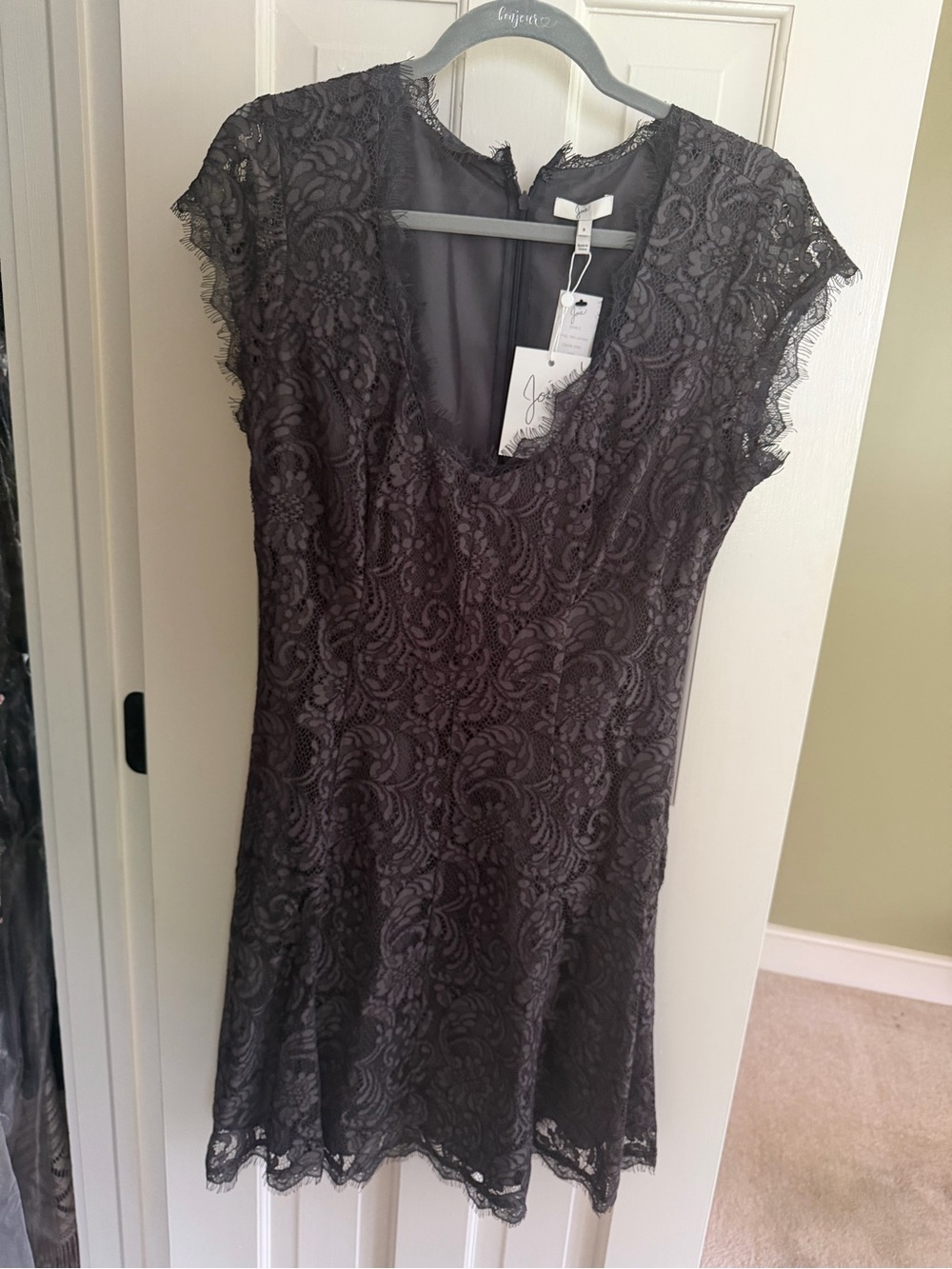 Joie Black Lace Cap-Sleeve Cocktail Dress
